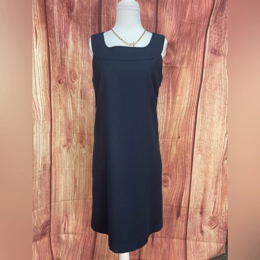 J. Crew Navy cotton blend sleeveless lined sheath dress women’s size 8